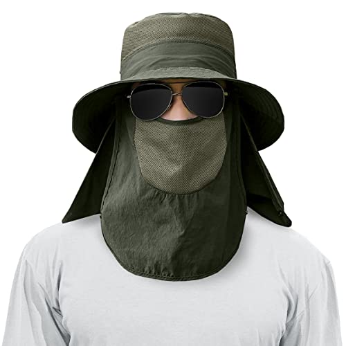 KIRAAT UPF 50+ Sun Protection Wide Brim Fishing Hat for Men Hiking & Garden 3 Pack