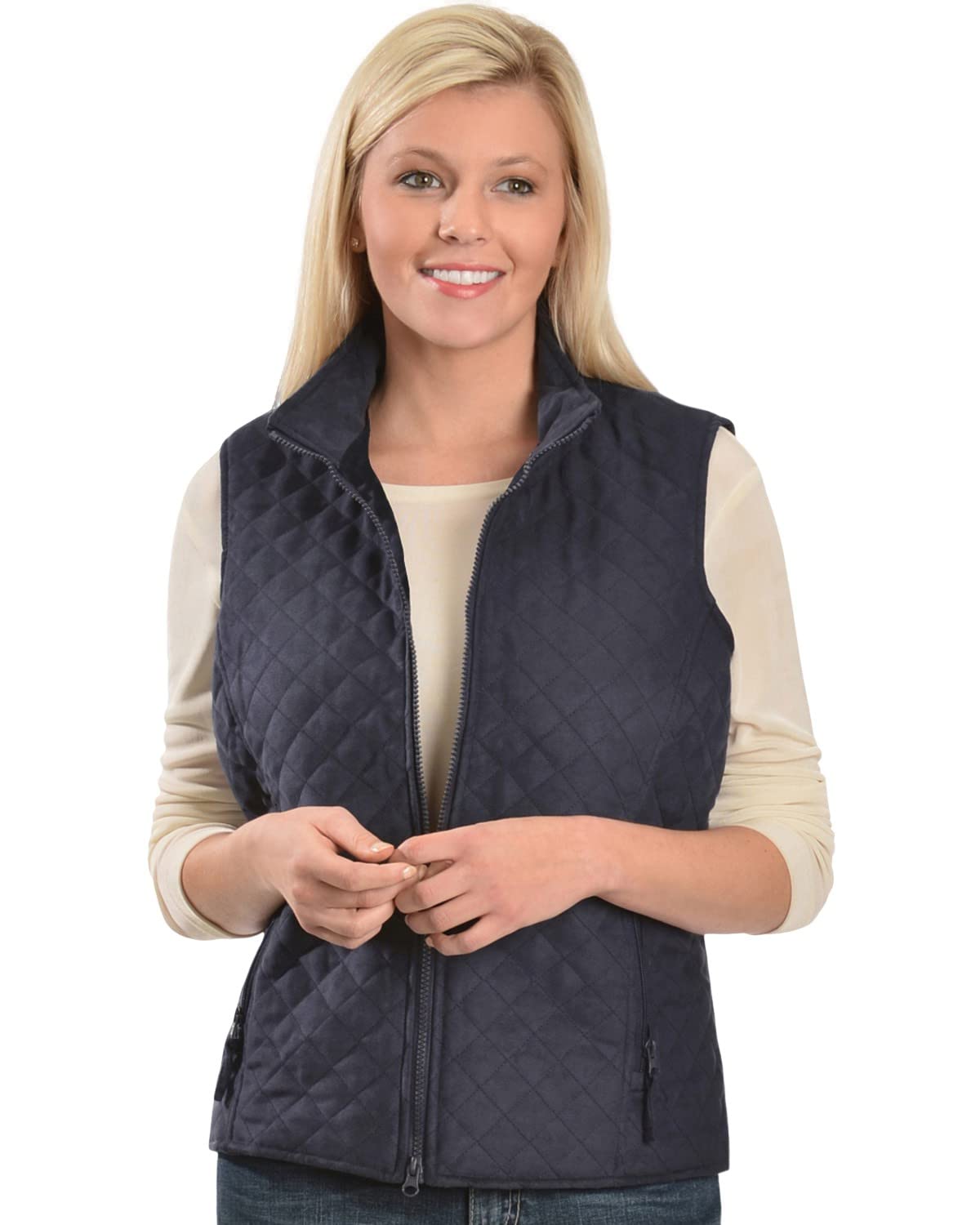 Outback Trading Company Women's Warm Water-Resistant Zippered Vest Quilted Western Vest With Hip Pockets