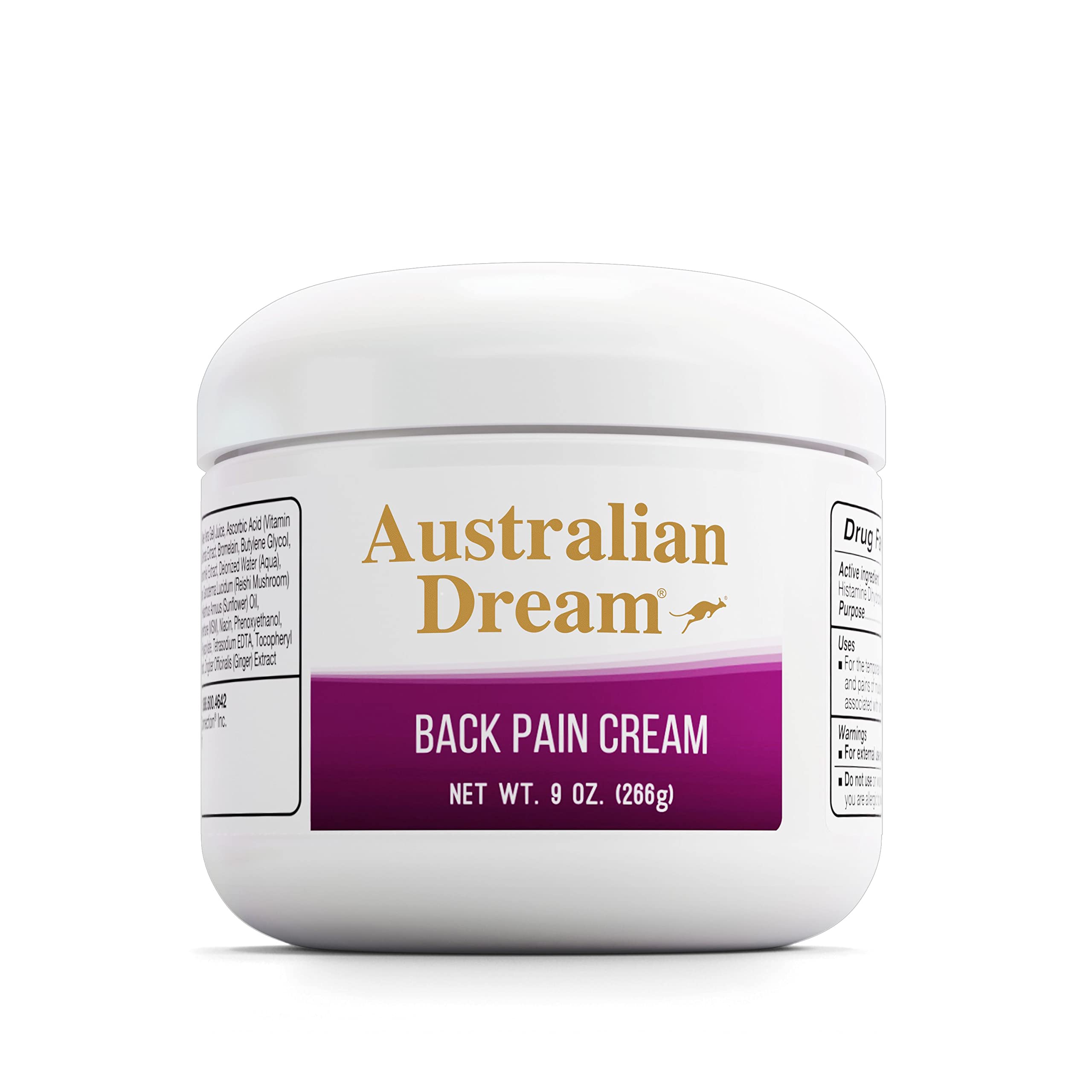 Australian Dream Soothing Non-Greasy Back Pain Relief Cream - Good for Neck, Back, Body, or Muscle Aches - 9 oz Jar  
Au